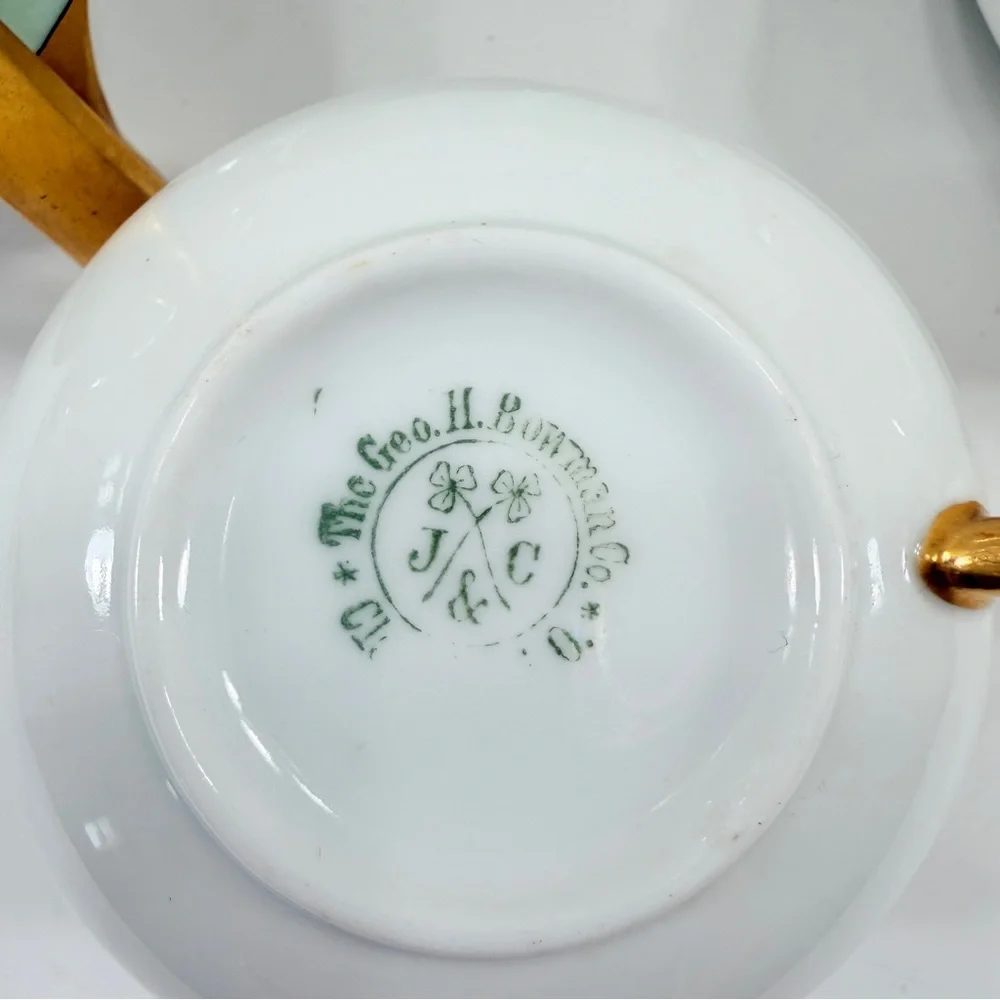 ANTIQUE P&P Limoges France & Bavaria Germany‎ Mismatch ART DECO TEA SET, Teapot
